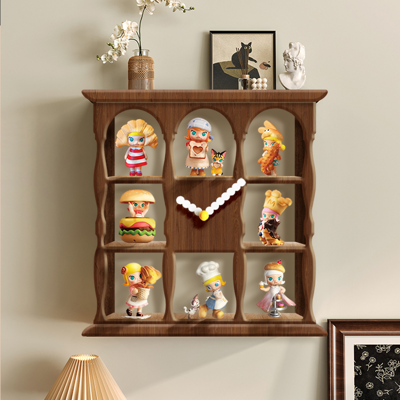 Creative blind box figure storage box with clock display stand