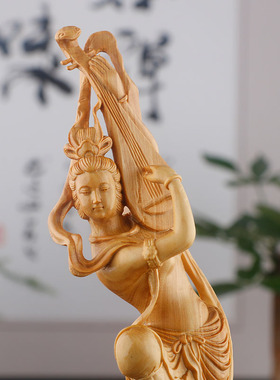 人物美女敦煌飞天收藏黄杨木雕刻