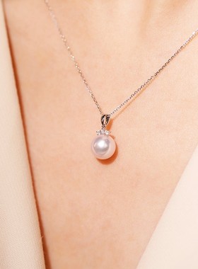 女S925纯银强光母贝珍珠吊坠项链