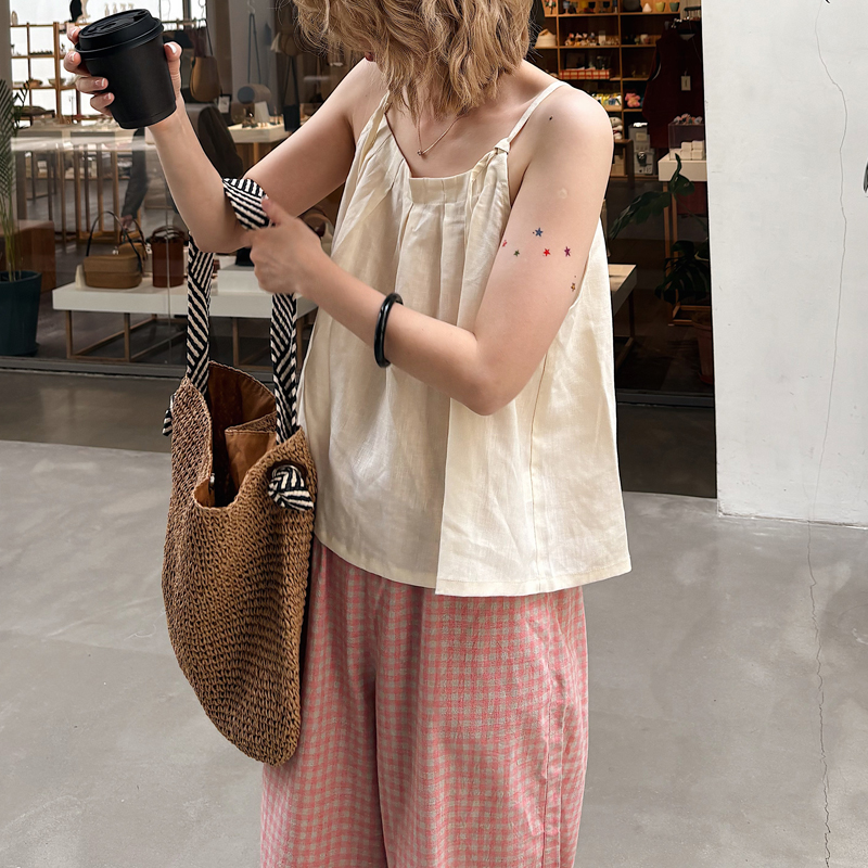 春夏新女 不撞款 独家定制 超绝小心机 纯亚麻性感大码显瘦小吊带 - 图2