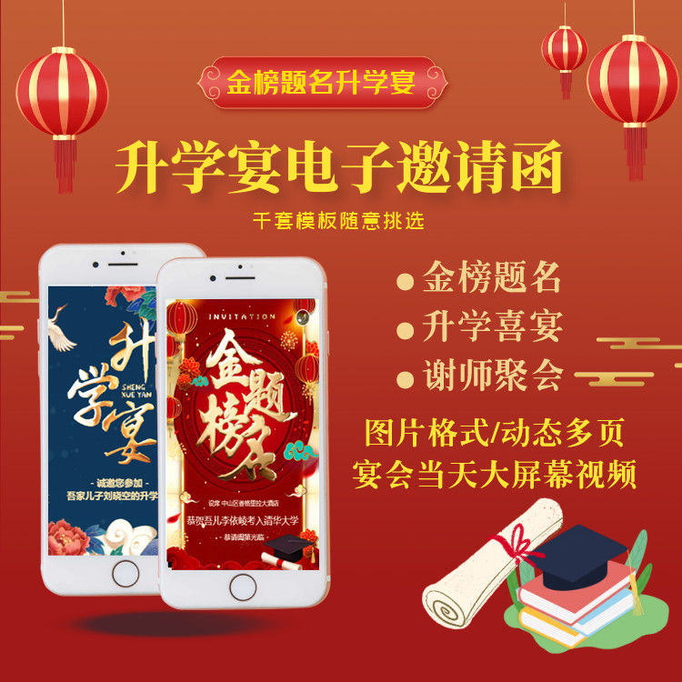 升学宴电子请柬毕业同学聚会h5制作金榜题名谢师宴电子请帖邀请函