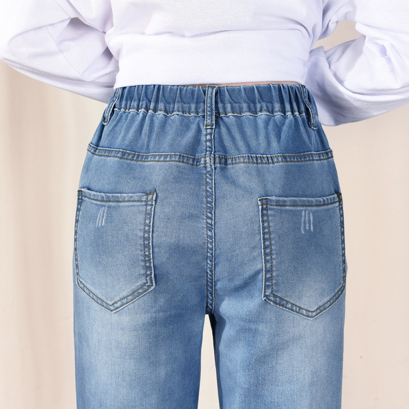 显瘦大码牛仔老爹宽松胖mm萝卜裤子 姿姿布依牛仔裤