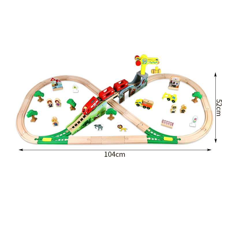 EDWONE电动磁性火车 木质轨道儿童3-8岁积木拼装小火车轨道车玩具 - 图3