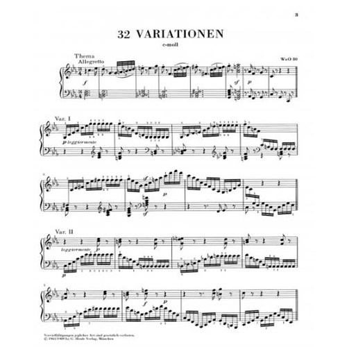 亨乐原版 贝多芬 C小调32首变奏曲 钢琴独奏 带指法 Beethoven 32 Variationen c-moll HN61 - 图1