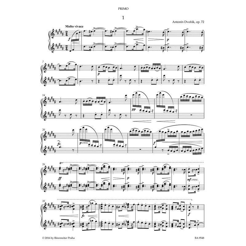 骑熊士原版 德沃夏克 斯拉夫舞曲钢琴二重奏op72  Dvorak Slavonic Dances for Piano Duet BA09548 - 图2