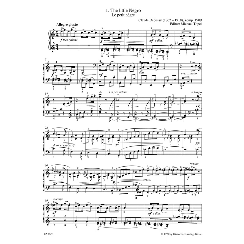 骑熊士原版 德彪西 简易钢琴作品和舞曲集 Debussy Easy Piano Pieces and Dances BA6573 - 图1