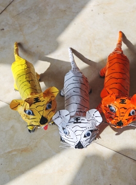 纸扎老虎成品纸活老虎祭祀用品纸老虎纸糊白虎纸活黄虎纸扎红虎
