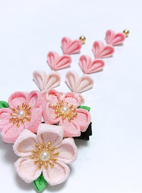 古风日系手作绉布和服浴衣樱花