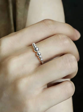 纯银戒指女999足银食指个性时尚