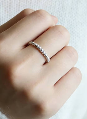 999足银转运珠戒指细款开口简约