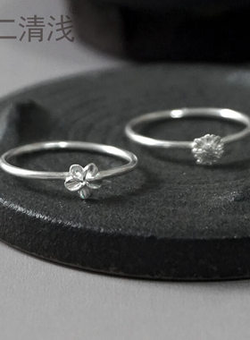 【花间初语】999足银戒指女手工小众简约时尚轻奢百搭送女友礼物