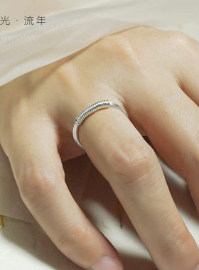 999足银胖手极细戒指女生纯银