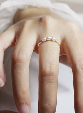 【超细】天然珍珠戒指韩版学生