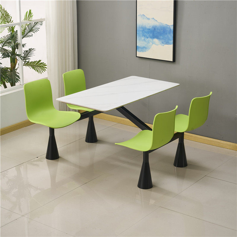 新款学校食堂餐桌四人员工公司工厂高端连体长方形岩板餐桌椅组合,淘宝优惠券,粉丝福利购,淘宝优惠卷