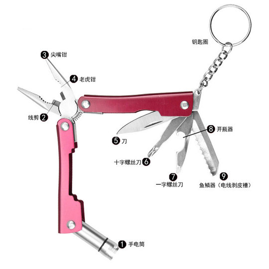 Outdoor wilderness survival tool knife emergency kit combination