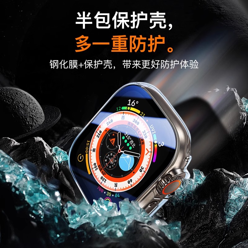 适用AppleWatchUltra2钢化膜AppleWatch Ultra保护膜金属表壳套保护壳iWatchUltra苹果手表iPhoneWatch保护框 - 图2