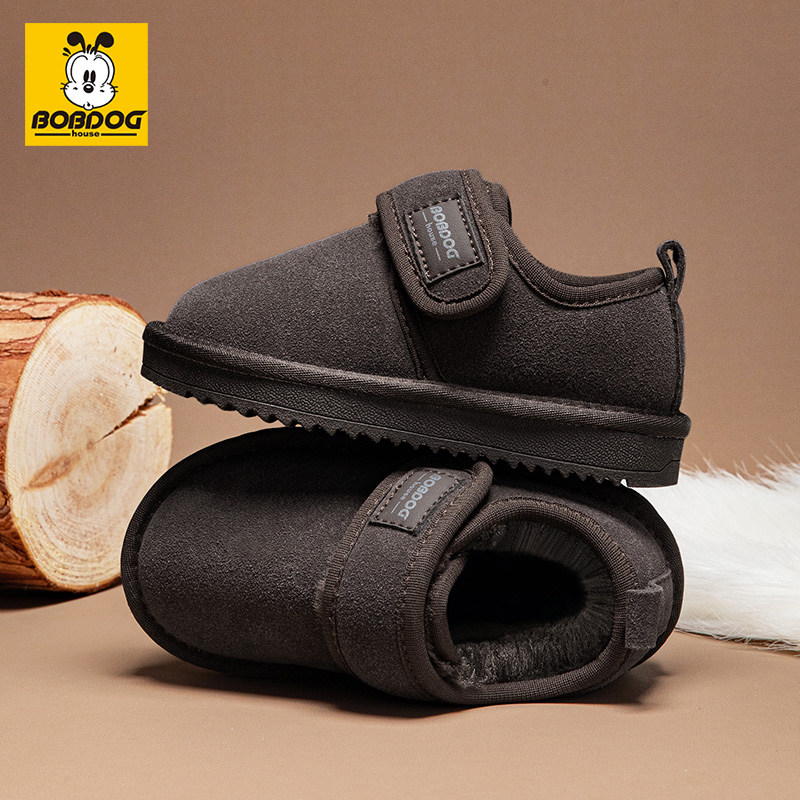 巴布豆儿童雪地靴真皮加绒保暖男童短靴子冬季新款防滑女宝宝棉鞋,淘宝优惠券,粉丝福利购,淘宝优惠卷