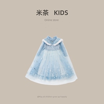 South Korean girl Aisha princess dresses 2023 fall new childrens velvet love salsa dress ice and snow chic dress