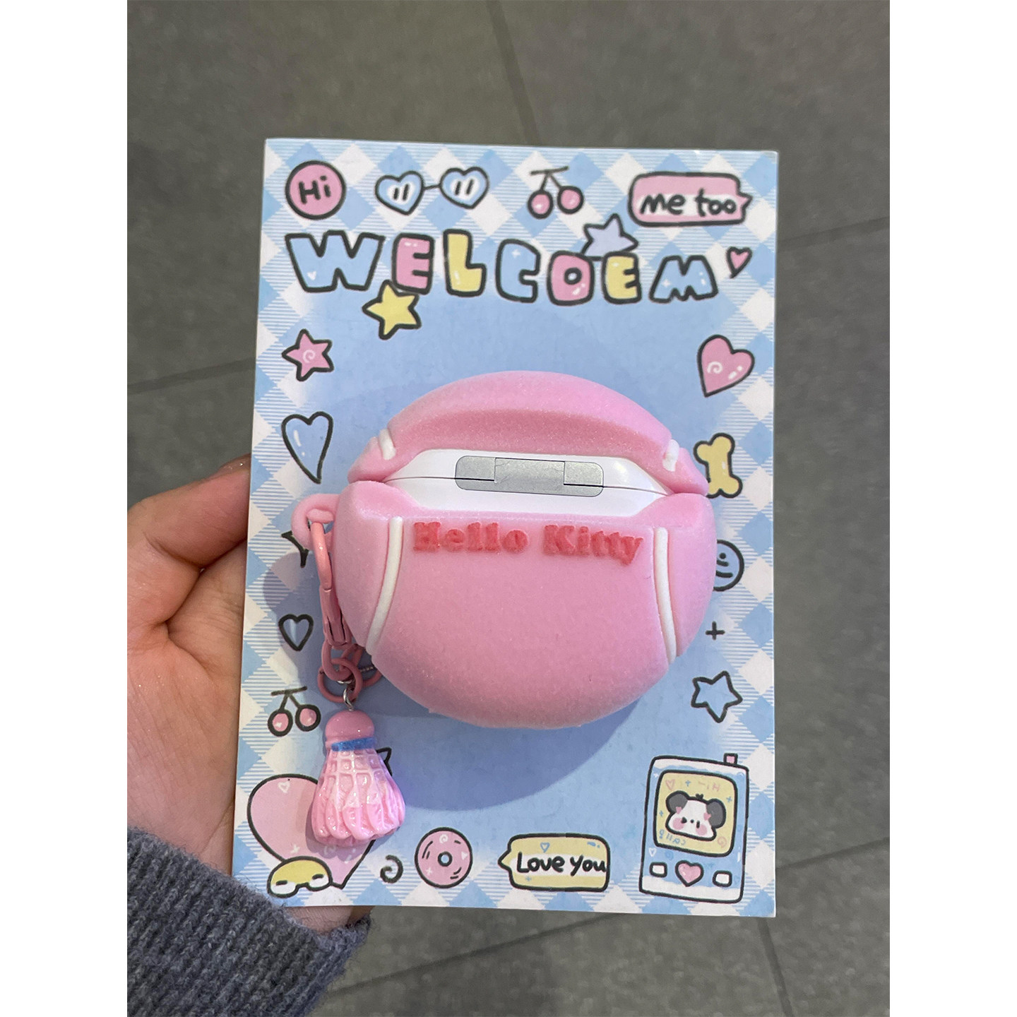 秋冬绒毛可爱网球Kitty猫适用AirPods4代耳机壳苹果无线蓝牙AirPodsPro三代软1/2/3代硅胶Pro2代女款Pro3代套 - 图2