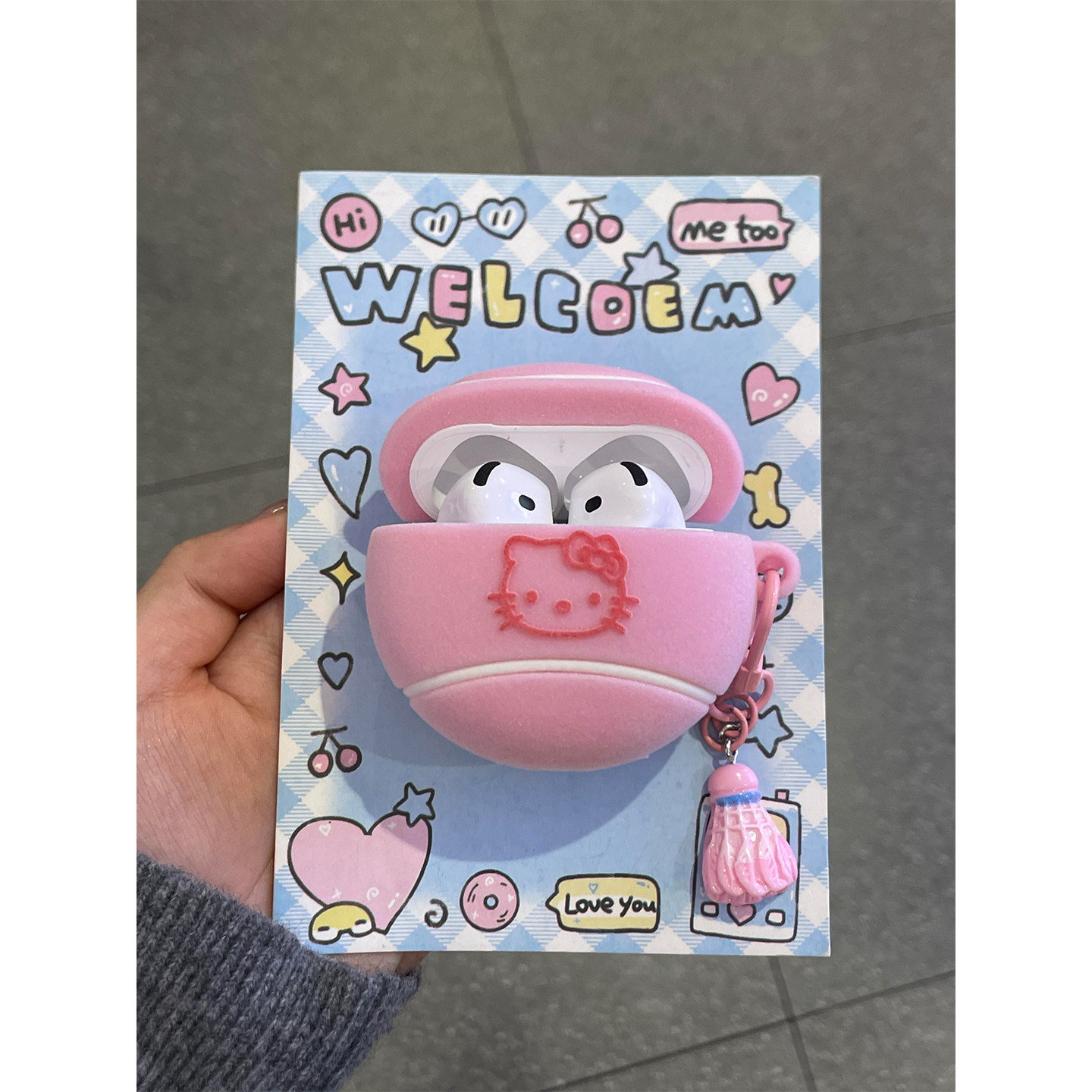 秋冬绒毛可爱网球Kitty猫适用AirPods4代耳机壳苹果无线蓝牙AirPodsPro三代软1/2/3代硅胶Pro2代女款Pro3代套 - 图1