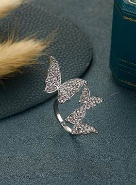 European American exaggerated butterfly ring female jewelry