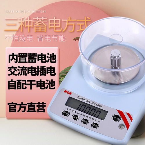 上海浦春JY充电式电子天平1kg/2kg/3kg/1000g/2000g/3000g/0.01g - 图1