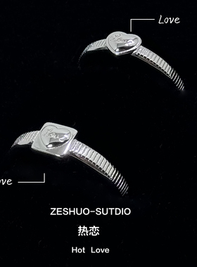 心形对戒纯银刻字韩版原创情侣