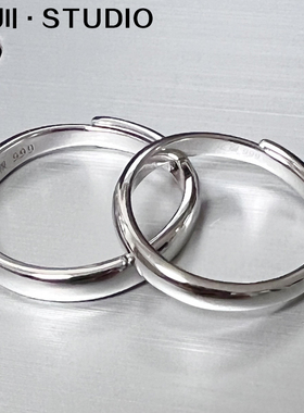 刻字定制简约999足银情侣对戒