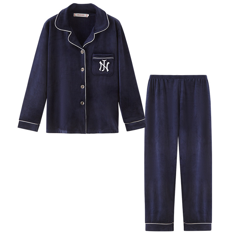 冬居家休闲法兰绒情侣海岛绒睡衣 秋泓齐锦上茂睡衣/家居服套装