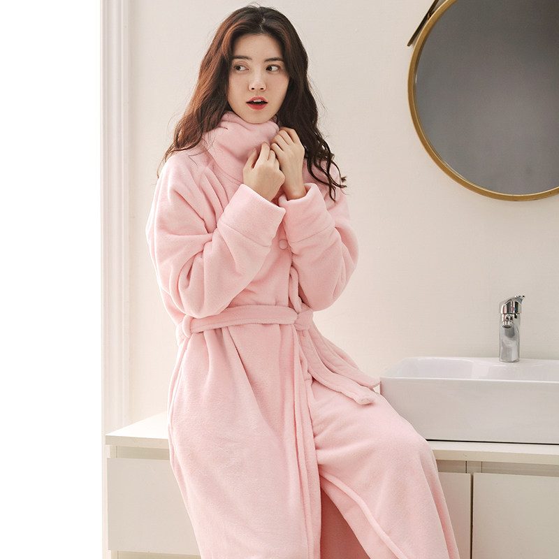 秋冬长款可外穿长袍加长珊瑚绒睡衣 秋泓齐锦上茂睡袍/浴袍