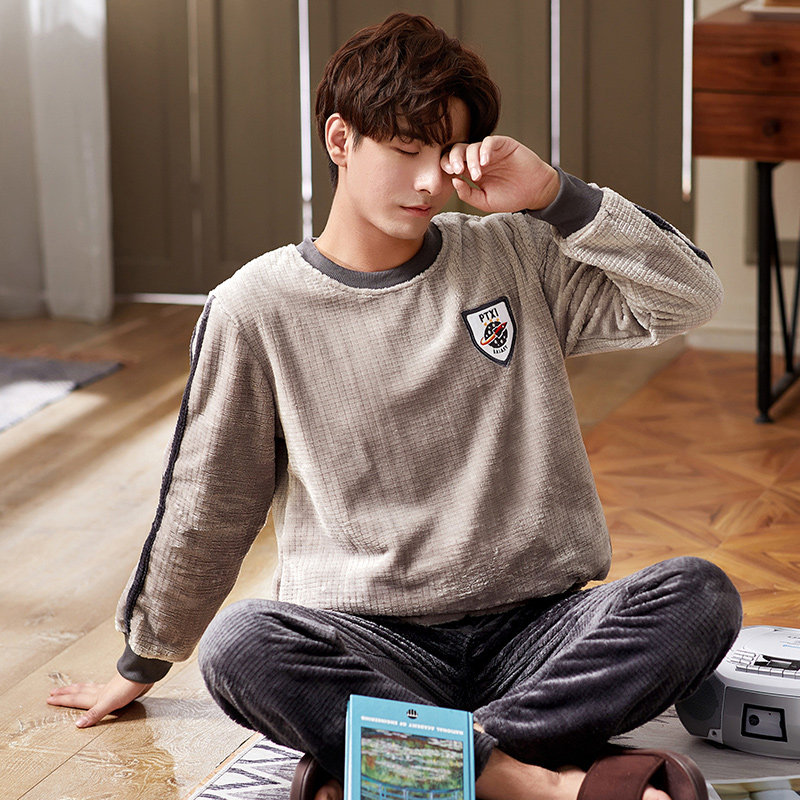 秋泓齐秋冬季男士绒款长袖长裤 秋泓齐锦上茂睡衣/家居服套装