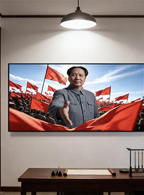 毛握手画像红色主题装饰