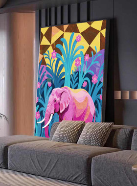 大象挂画寓意好入户进门