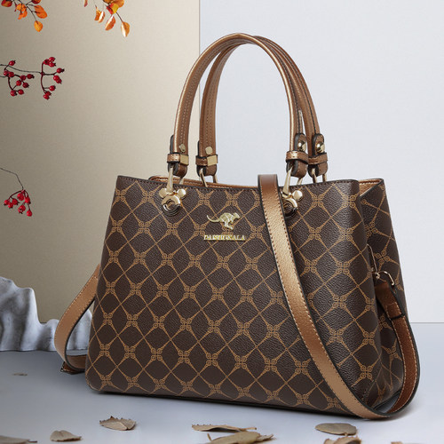 袋鼠真皮包包女2025新款大气斜挎包时尚女士中年妈妈款手提女包潮 - 图2