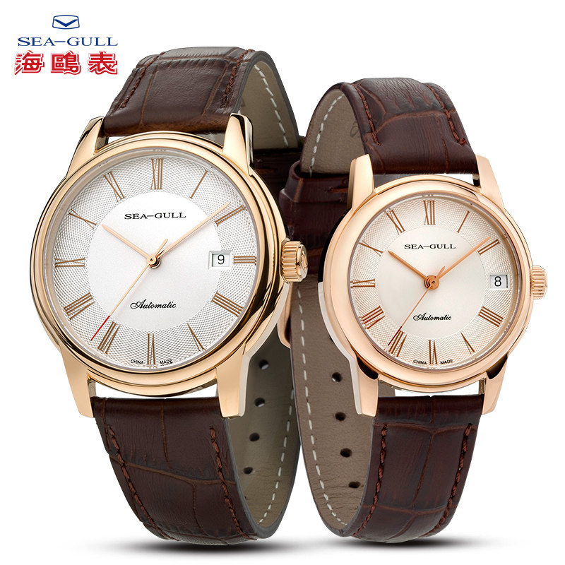 正品海鸥手表男士女士情侣表一对全自动机械表男表对表D519.405L