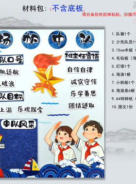 小学中队角少先队员班级文化墙布置墙贴竹梦星辰杨帆主题装饰贴