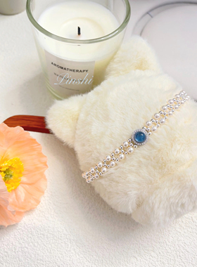 海蓝宝S925银镂空施家珍珠手链