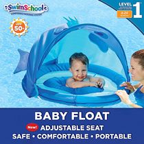 SwimSchool upscale children inflatable seat circle swimming circle sit circle double air bag with telescopic shade 0-3 years old