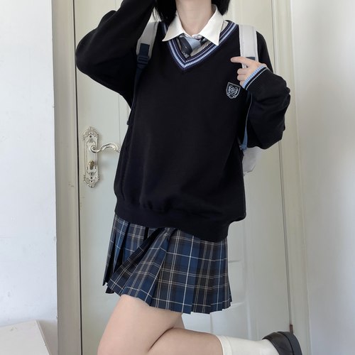 【潘特维拉】冬有夏毛衣 JK/DK秋季日系学院风制服校长袖针织上衣 - 图0