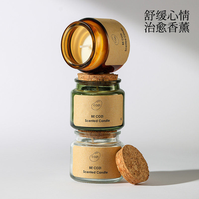 木塞香薰蜡烛天然植物芳香舒缓治愈温暖心情点缀家中简约家居摆件