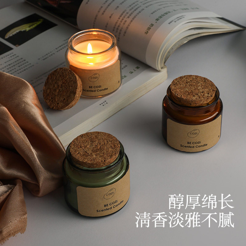木塞香薰蜡烛天然植物芳香舒缓治愈温暖心情点缀家中简约家居摆件