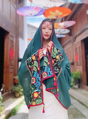 防晒披肩民族风茶卡盐湖云南丝巾