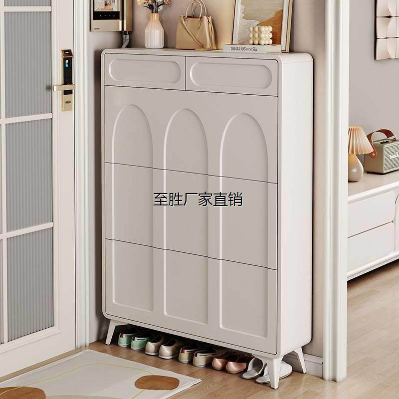 香港包邮奶油风超薄翻斗鞋柜家用门口2023新款爆款入户玄关柜一体,淘宝优惠券,粉丝福利购,淘宝优惠卷