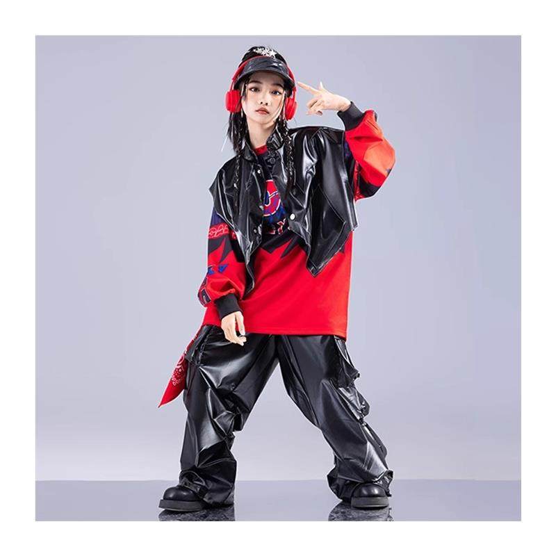 元旦少儿街舞潮服男孩套装少儿hiphop嘻哈炸街服装皮裤女孩演出服,淘宝优惠券,粉丝福利购,淘宝优惠卷