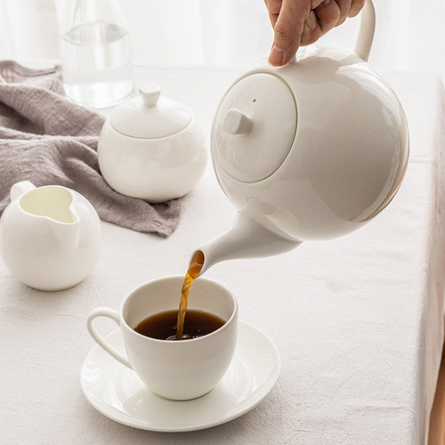 纯白陶瓷大号高温泡茶壶过滤冷水壶骨质瓷咖啡壶家用茶壶茶具瓷器 - 图1