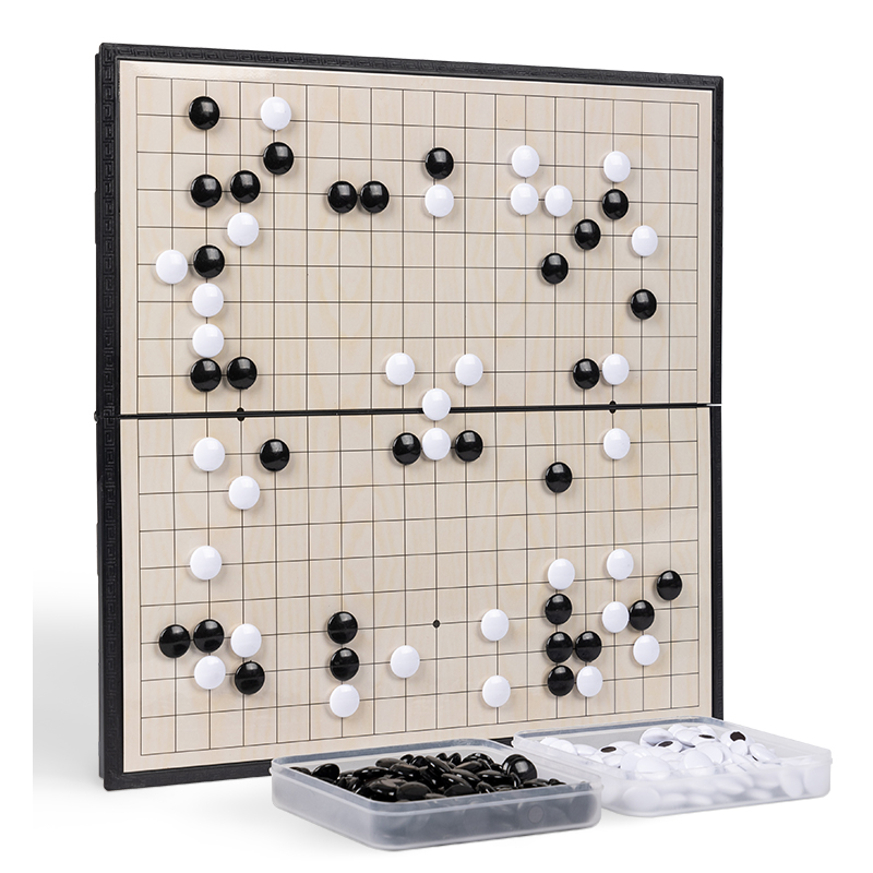 五子棋围棋儿童初学套装学生益智玩具带磁性黑白棋便携棋盘二合一 - 图3