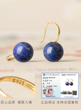 青金石耳环宝蓝色耳饰克莱因蓝耳钉玉石水晶高级感纯银招财|宝蓝