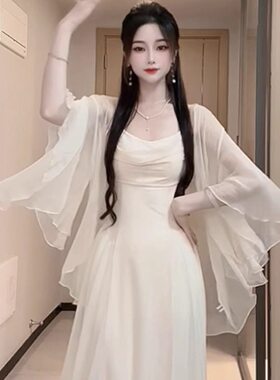 斗篷防晒衣女配旗袍裙绝美冰丝开衫外套法式高级感薄纱小披肩罩衫