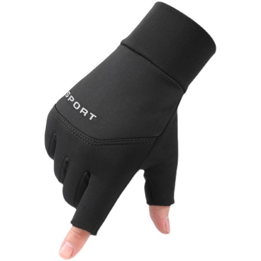 手套男士冬季保暖加绒触屏女防寒防水防滑摩托车骑行送外卖漏二指