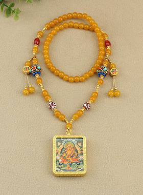 唐卡长款项饰仿蜜蜡挂件女配饰毛衣链秋冬汉服旗袍新中式国风个性